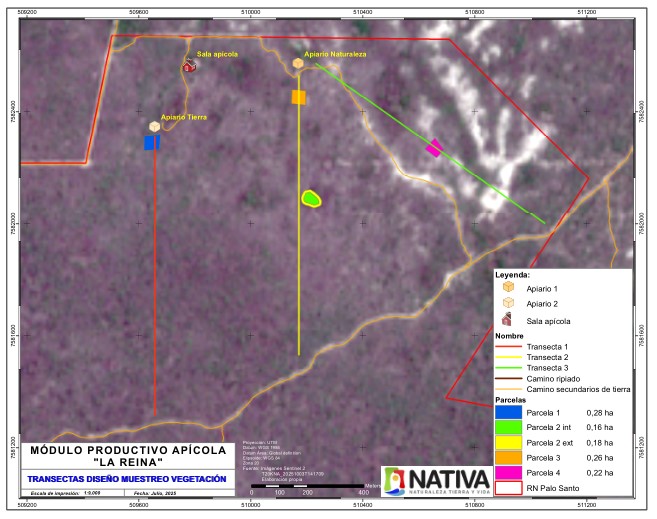 Descripción de 4 parcelas en la Reserva Natural Palo Santo